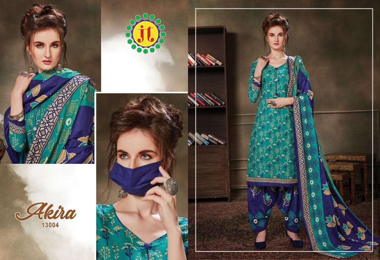 AKIRA VOL-13 BY JT 13001 TO 13015 SERIES BEAUTIFUL SUITS STYLISH FANCY COLORFUL PARTY WEAR & ETHNIC WEAR PURE COTTON PRINTED DRESSES AT WHOLESALE PRICE