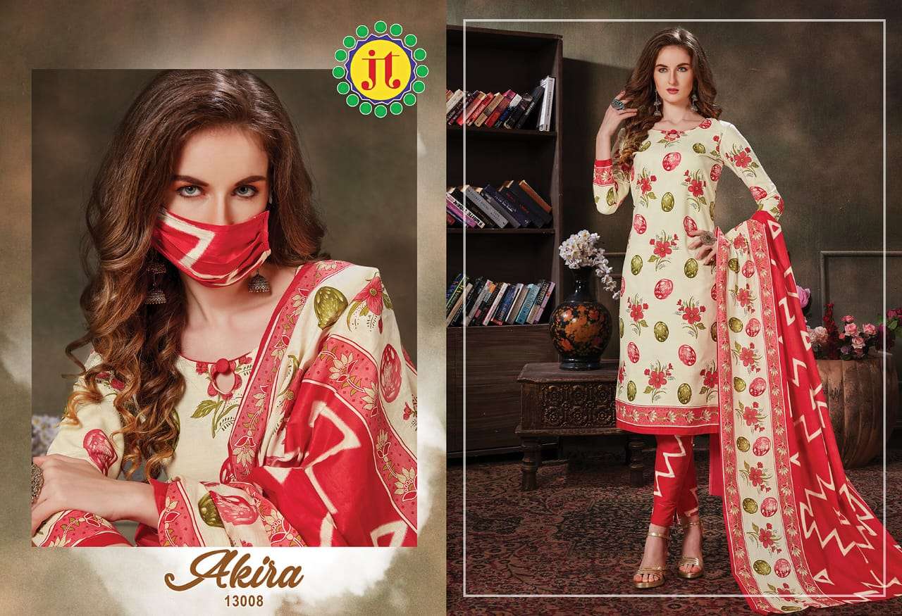 AKIRA VOL-13 BY JT 13001 TO 13015 SERIES BEAUTIFUL SUITS STYLISH FANCY COLORFUL PARTY WEAR & ETHNIC WEAR PURE COTTON PRINTED DRESSES AT WHOLESALE PRICE