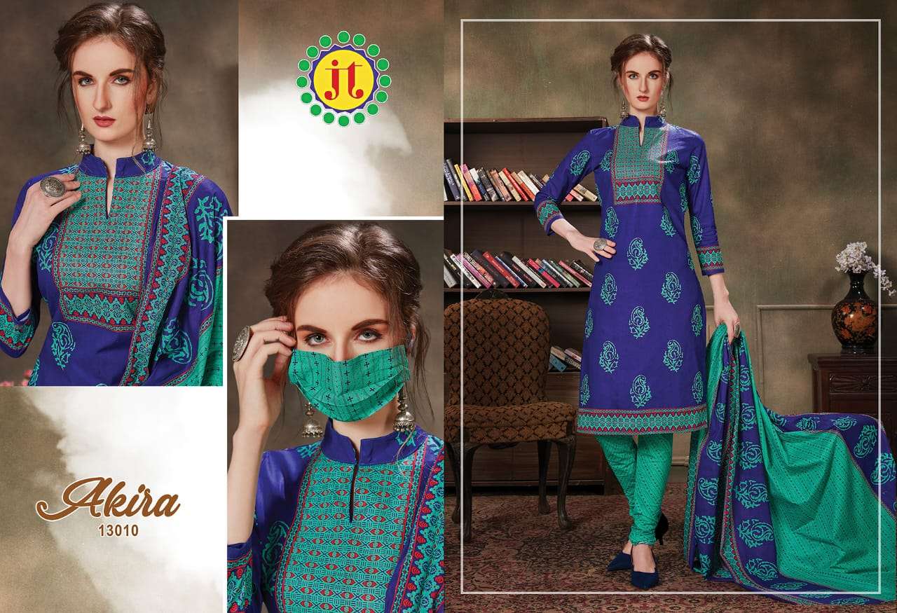 AKIRA VOL-13 BY JT 13001 TO 13015 SERIES BEAUTIFUL SUITS STYLISH FANCY COLORFUL PARTY WEAR & ETHNIC WEAR PURE COTTON PRINTED DRESSES AT WHOLESALE PRICE
