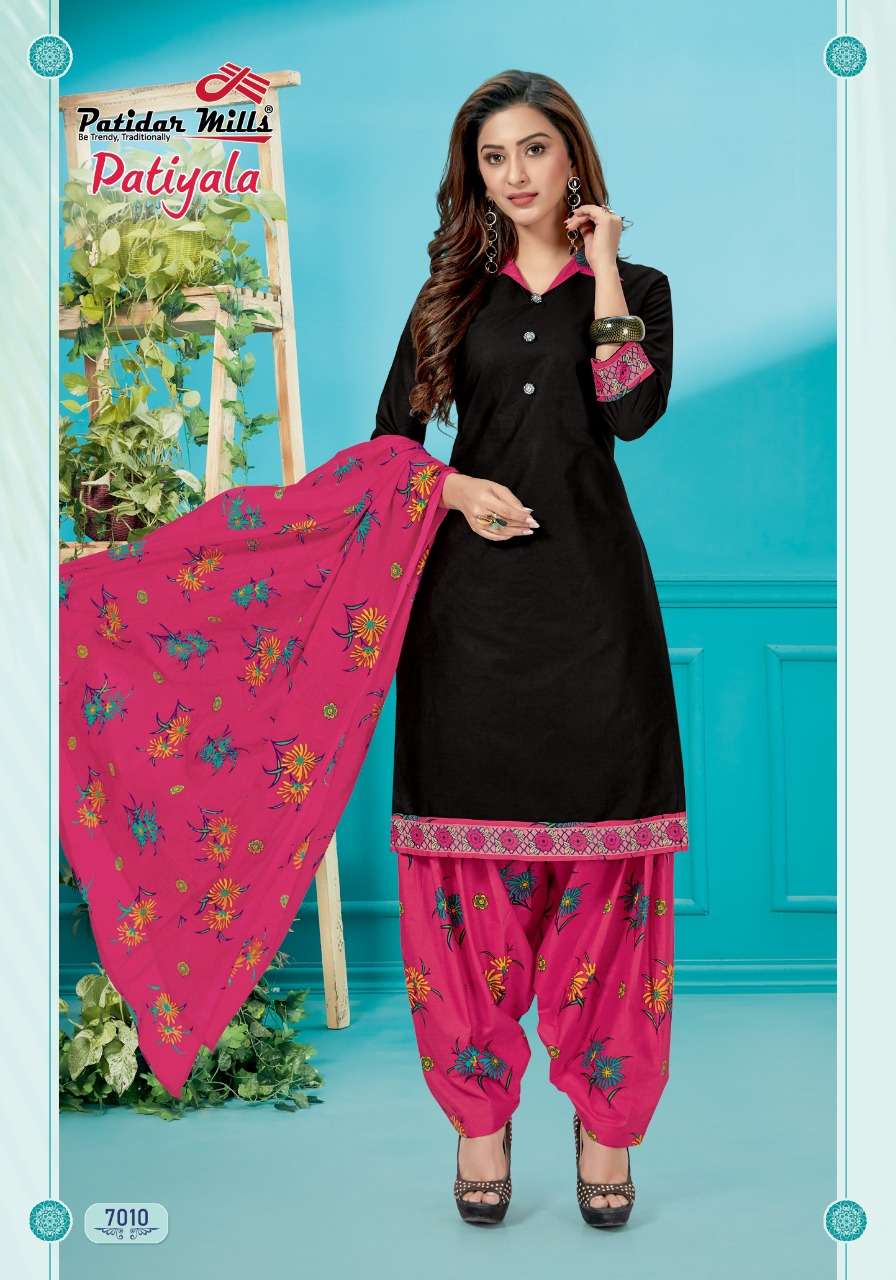 PATIYALA VOL-7 BY PATIDAR MILLS 7001 TO 7012 SERIES BEAUTIFUL SUITS STYLISH FANCY COLORFUL PARTY WEAR & ETHNIC WEAR PURE COTTON PRINTED DRESSES AT WHOLESALE PRICE
