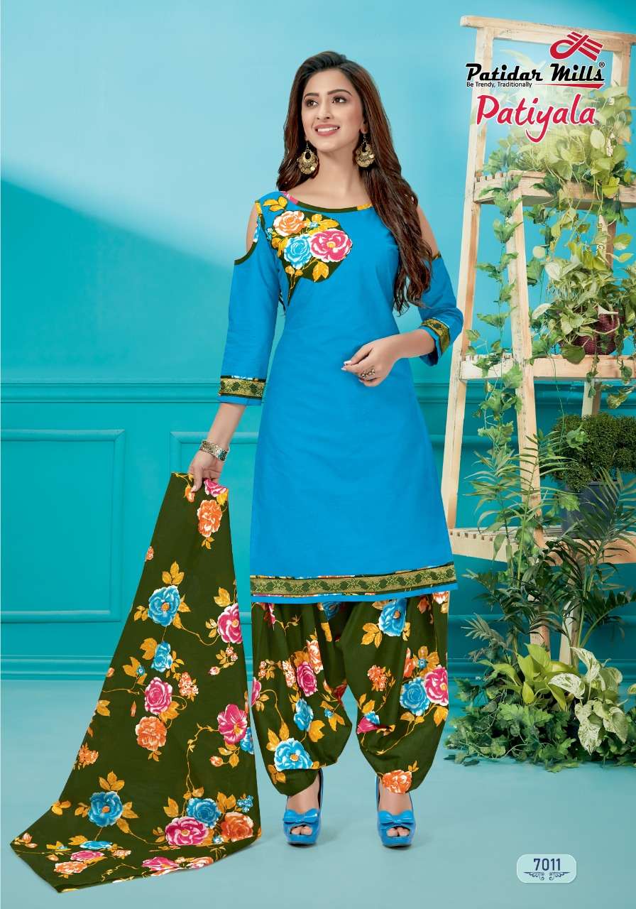 PATIYALA VOL-7 BY PATIDAR MILLS 7001 TO 7012 SERIES BEAUTIFUL SUITS STYLISH FANCY COLORFUL PARTY WEAR & ETHNIC WEAR PURE COTTON PRINTED DRESSES AT WHOLESALE PRICE