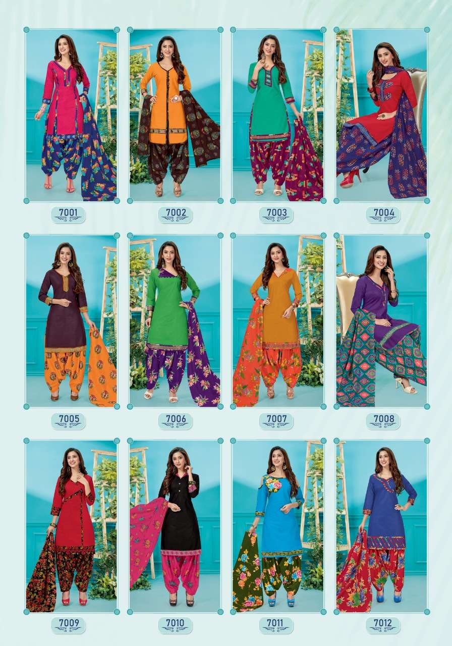 PATIYALA VOL-7 BY PATIDAR MILLS 7001 TO 7012 SERIES BEAUTIFUL SUITS STYLISH FANCY COLORFUL PARTY WEAR & ETHNIC WEAR PURE COTTON PRINTED DRESSES AT WHOLESALE PRICE