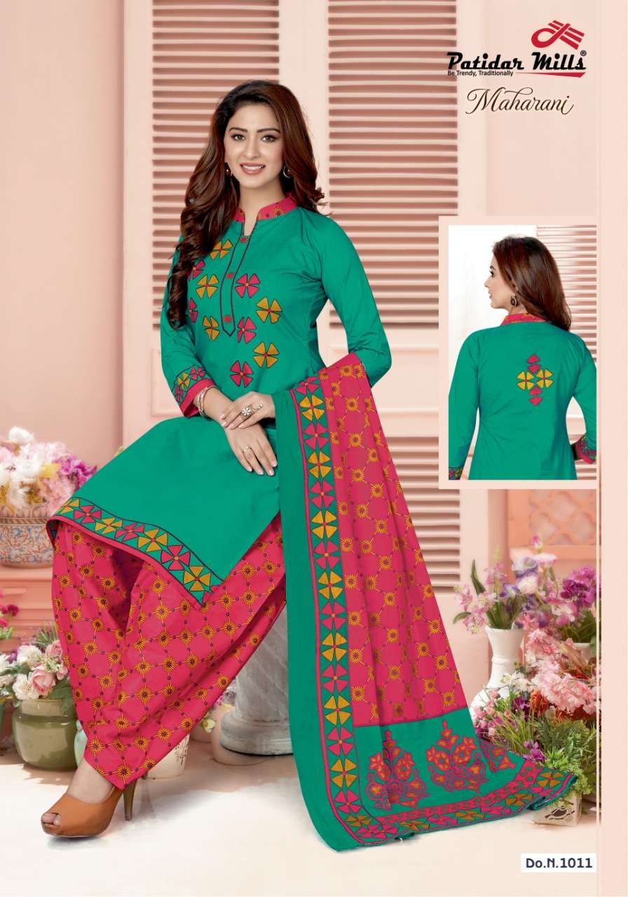 MAHARANI VOL-1 BY PATIDAR MILLS 1001 TO 1012 SERIES BEAUTIFUL SUITS STYLISH FANCY COLORFUL PARTY WEAR & ETHNIC WEAR PURE COTTON PRINTED DRESSES AT WHOLESALE PRICE