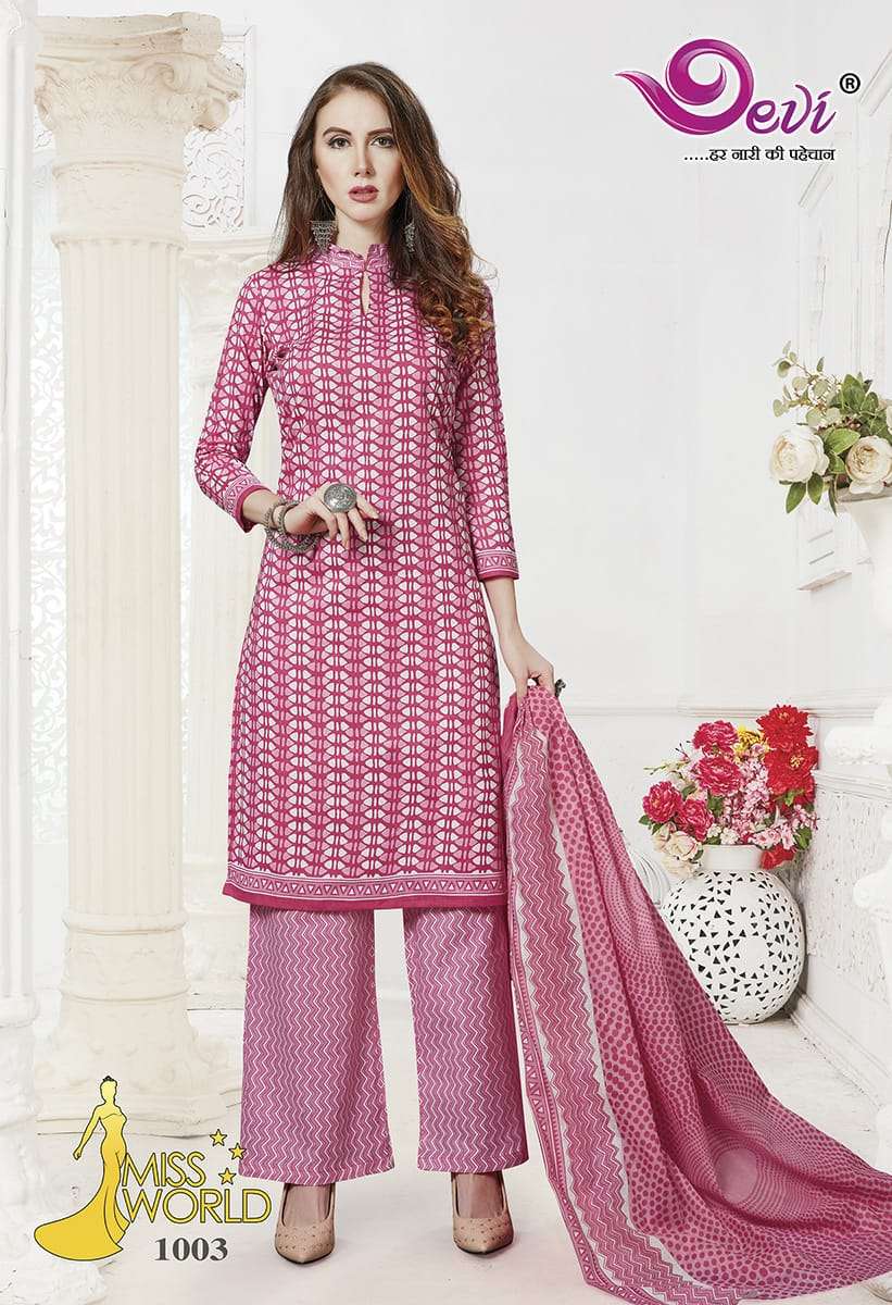 MISS WORLD BY DEVI 1001 TO 1012 SERIES BEAUTIFUL SUITS STYLISH FANCY COLORFUL PARTY WEAR & ETHNIC WEAR PURE COTTON PRINTED DRESSES AT WHOLESALE PRICE
