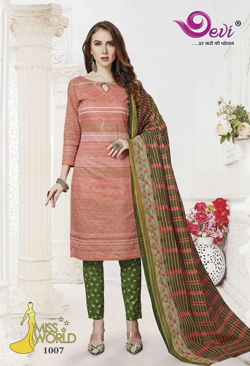 MISS WORLD BY DEVI 1001 TO 1012 SERIES BEAUTIFUL SUITS STYLISH FANCY COLORFUL PARTY WEAR & ETHNIC WEAR PURE COTTON PRINTED DRESSES AT WHOLESALE PRICE