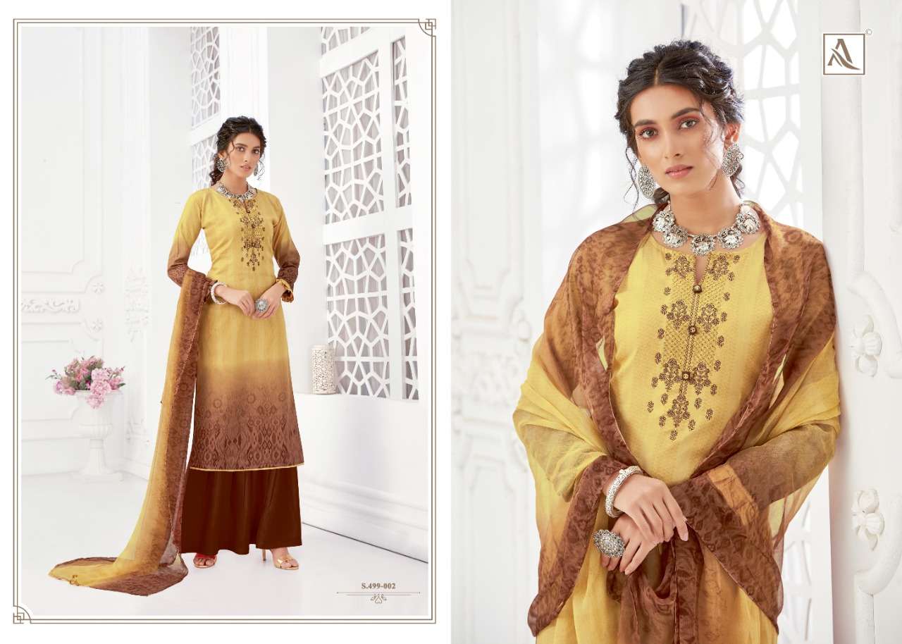GURLEEN BY ALOK SUITS 499-001 TO 499-008 SERIES BEAUTIFUL STYLISH SHARARA SUITS FANCY COLORFUL CASUAL WEAR & ETHNIC WEAR & READY TO WEAR JAM COTTON DIGITAL PRINTED WITH EMBROIDERY DRESSES AT WHOLESALE PRICE