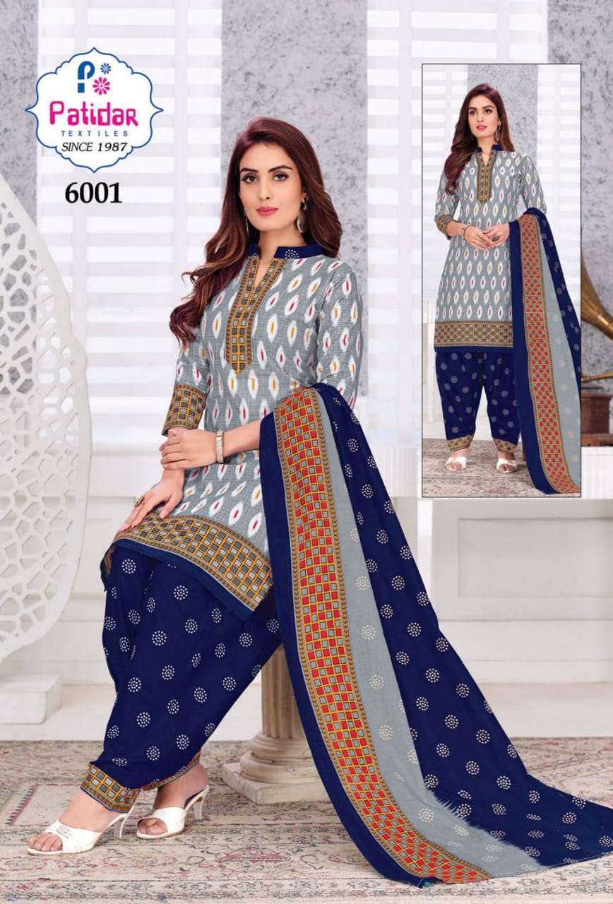 FIZA VOL-6 BY PATIDAR TEXTILE 6001 TO 6012 SERIES BEAUTIFUL SUITS STYLISH FANCY COLORFUL PARTY WEAR & ETHNIC WEAR COTTON PRINTED DRESSES AT WHOLESALE PRICE