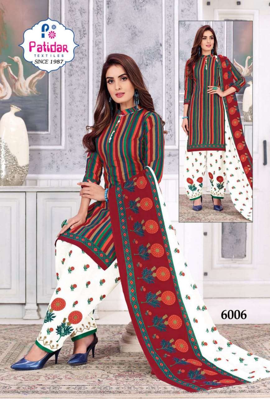 FIZA VOL-6 BY PATIDAR TEXTILE 6001 TO 6012 SERIES BEAUTIFUL SUITS STYLISH FANCY COLORFUL PARTY WEAR & ETHNIC WEAR COTTON PRINTED DRESSES AT WHOLESALE PRICE
