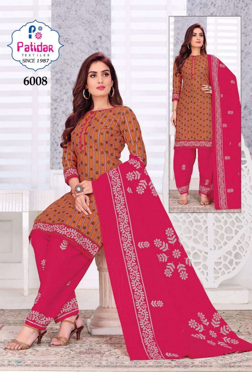 FIZA VOL-6 BY PATIDAR TEXTILE 6001 TO 6012 SERIES BEAUTIFUL SUITS STYLISH FANCY COLORFUL PARTY WEAR & ETHNIC WEAR COTTON PRINTED DRESSES AT WHOLESALE PRICE