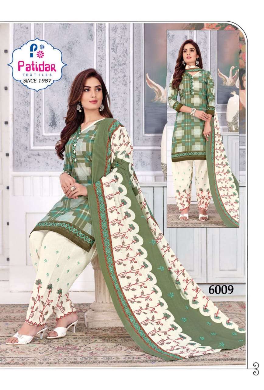 FIZA VOL-6 BY PATIDAR TEXTILE 6001 TO 6012 SERIES BEAUTIFUL SUITS STYLISH FANCY COLORFUL PARTY WEAR & ETHNIC WEAR COTTON PRINTED DRESSES AT WHOLESALE PRICE
