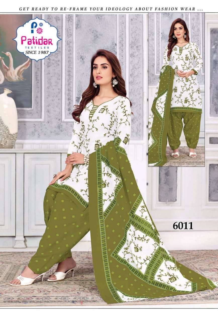 FIZA VOL-6 BY PATIDAR TEXTILE 6001 TO 6012 SERIES BEAUTIFUL SUITS STYLISH FANCY COLORFUL PARTY WEAR & ETHNIC WEAR COTTON PRINTED DRESSES AT WHOLESALE PRICE