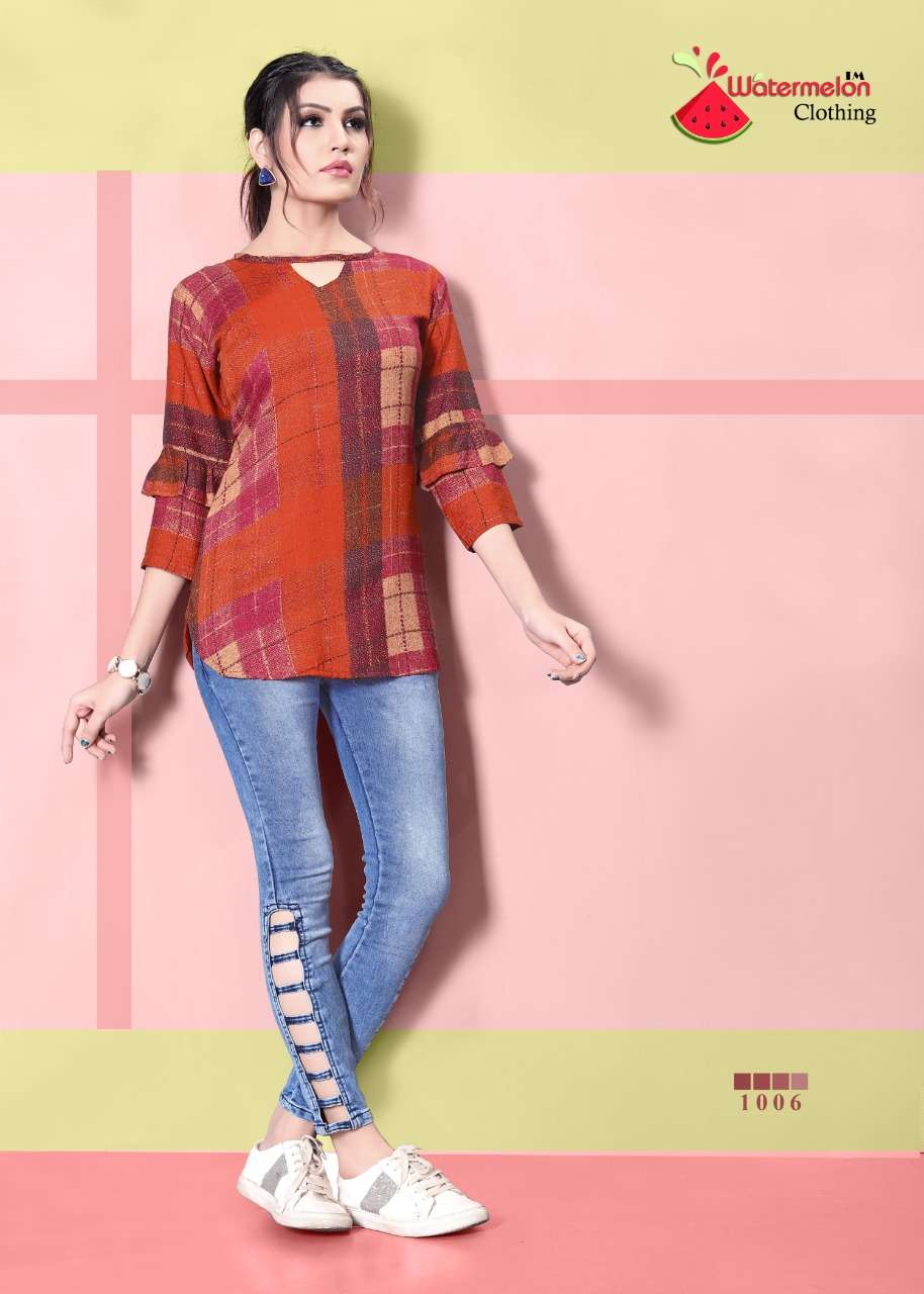 DIAMOND PARTY VOL-2 BY WATERMELON 1001 TO 1010 SERIES BEAUTIFUL STYLISH FANCY COLORFUL CASUAL WEAR & ETHNIC WEAR 14 KG RAYON PRINTED TOPS AT WHOLESALE PRICE
