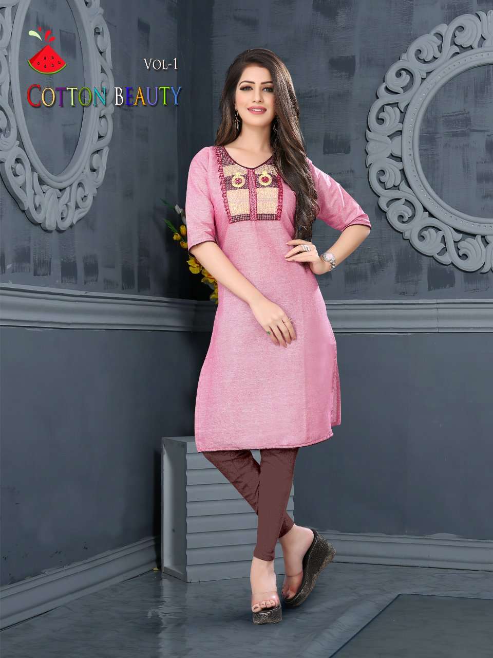 COTTON BEAUTY BY WATER MELON 01 TO 10 SERIES DESIGNER BEAUTIFUL STYLISH FANCY COLORFUL PARTY WEAR & OCCASIONAL WEAR HANDLOOM COTTON KURTIS AT WHOLESALE PRICE