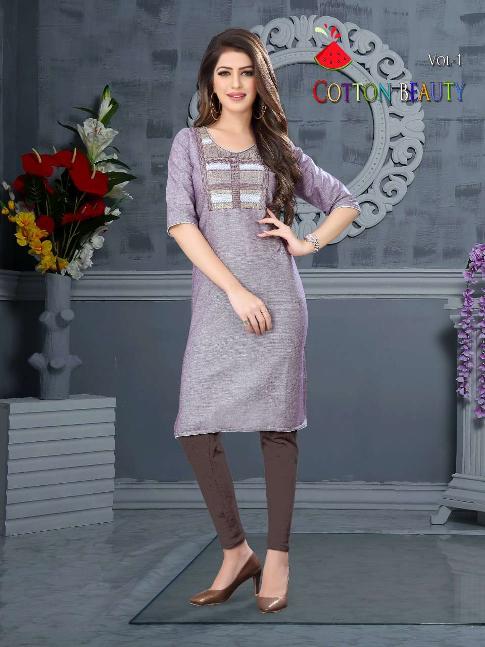 COTTON BEAUTY BY WATER MELON 01 TO 10 SERIES DESIGNER BEAUTIFUL STYLISH FANCY COLORFUL PARTY WEAR & OCCASIONAL WEAR HANDLOOM COTTON KURTIS AT WHOLESALE PRICE