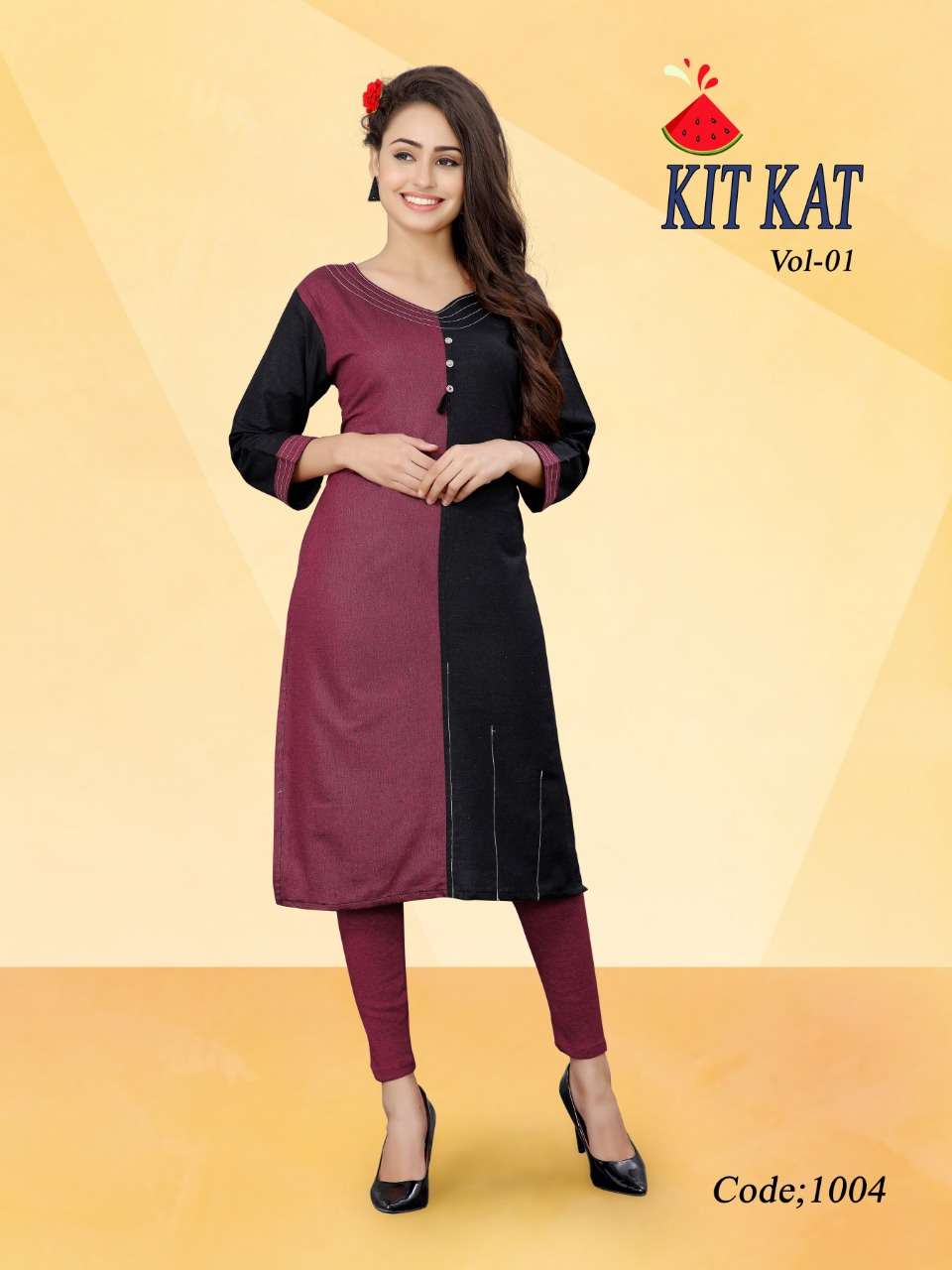 KIT KAT BY WATERMELON 1001 TO 1008 SERIES DESIGNER BEAUTIFUL STYLISH FANCY COLORFUL PARTY WEAR & OCCASIONAL WEAR HANDLOOM COTTON KURTIS AT WHOLESALE PRICE