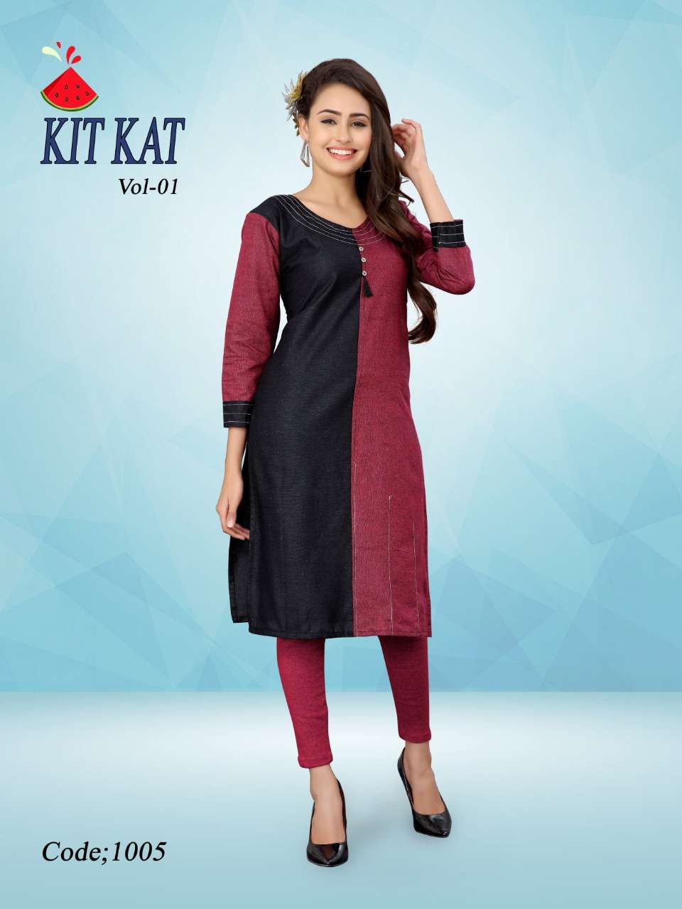 KIT KAT BY WATERMELON 1001 TO 1008 SERIES DESIGNER BEAUTIFUL STYLISH FANCY COLORFUL PARTY WEAR & OCCASIONAL WEAR HANDLOOM COTTON KURTIS AT WHOLESALE PRICE