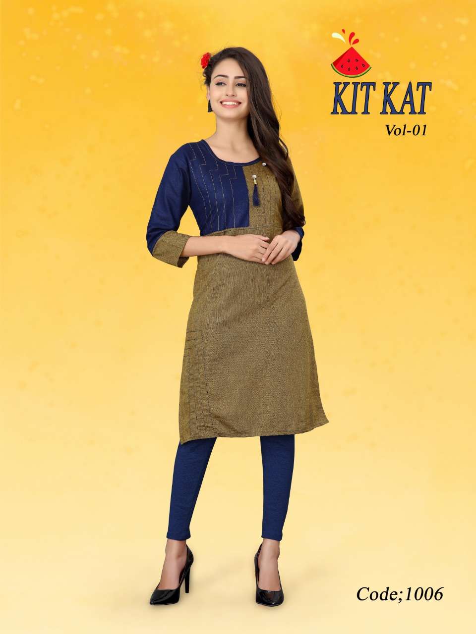 KIT KAT BY WATERMELON 1001 TO 1008 SERIES DESIGNER BEAUTIFUL STYLISH FANCY COLORFUL PARTY WEAR & OCCASIONAL WEAR HANDLOOM COTTON KURTIS AT WHOLESALE PRICE