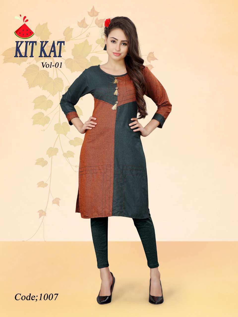 KIT KAT BY WATERMELON 1001 TO 1008 SERIES DESIGNER BEAUTIFUL STYLISH FANCY COLORFUL PARTY WEAR & OCCASIONAL WEAR HANDLOOM COTTON KURTIS AT WHOLESALE PRICE