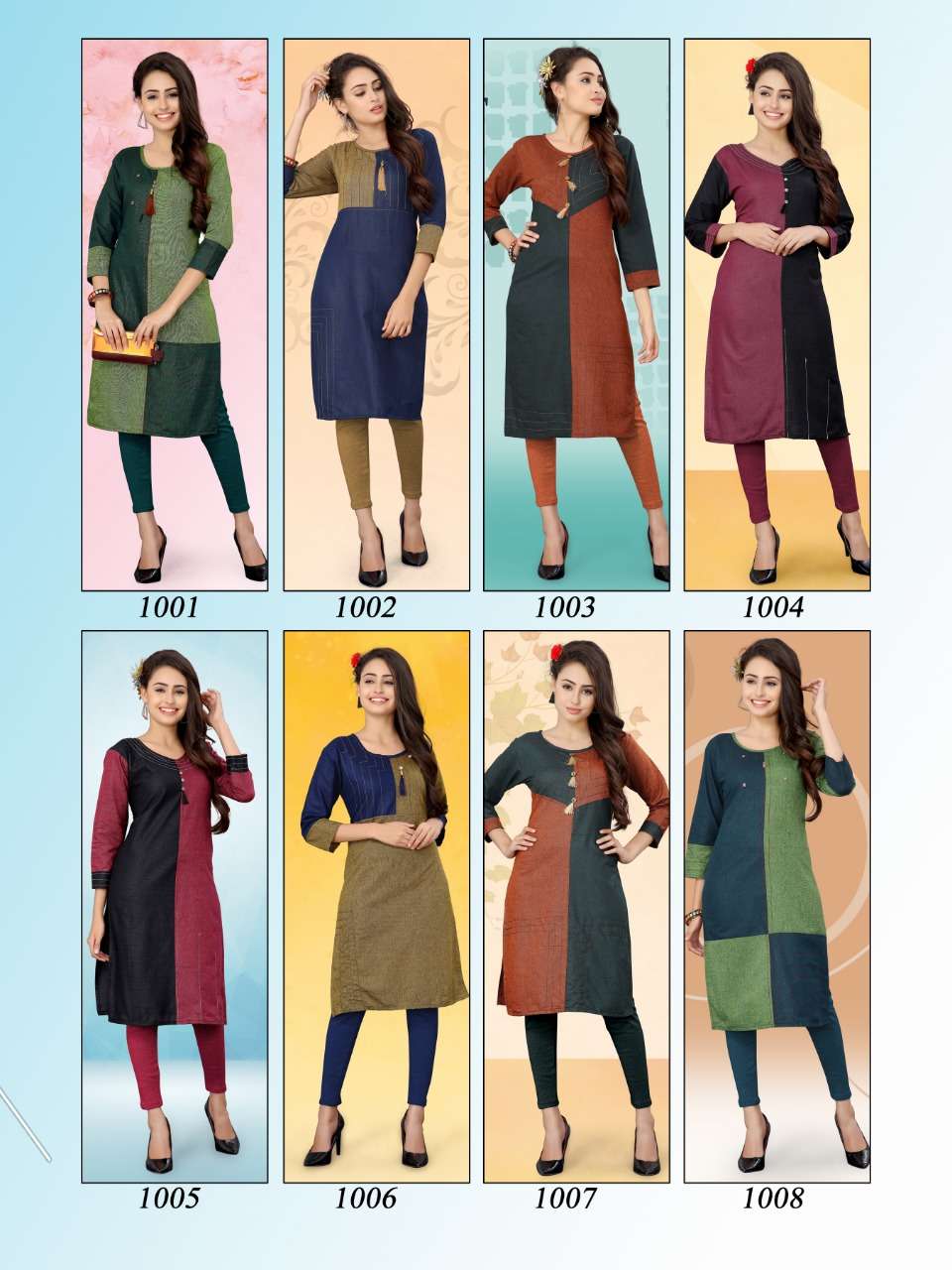 KIT KAT BY WATERMELON 1001 TO 1008 SERIES DESIGNER BEAUTIFUL STYLISH FANCY COLORFUL PARTY WEAR & OCCASIONAL WEAR HANDLOOM COTTON KURTIS AT WHOLESALE PRICE