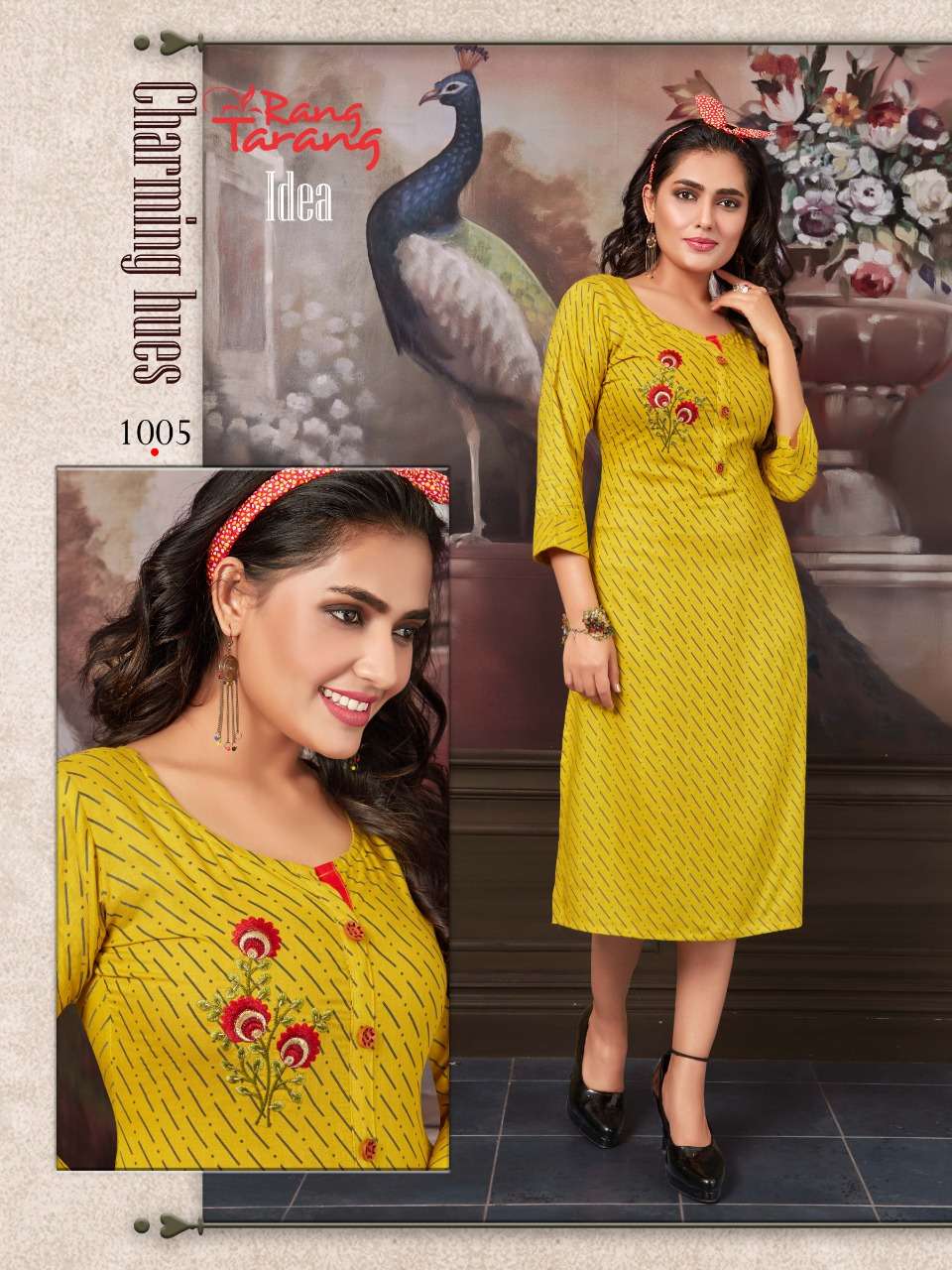 IDEA BY RANG TRANG 1001 TO 1006 SERIES BEAUTIFUL COLORFUL STYLISH FANCY CASUAL WEAR & ETHNIC WEAR & READY TO WEAR RAYON SLUB KURTIS AT WHOLESALE PRICE