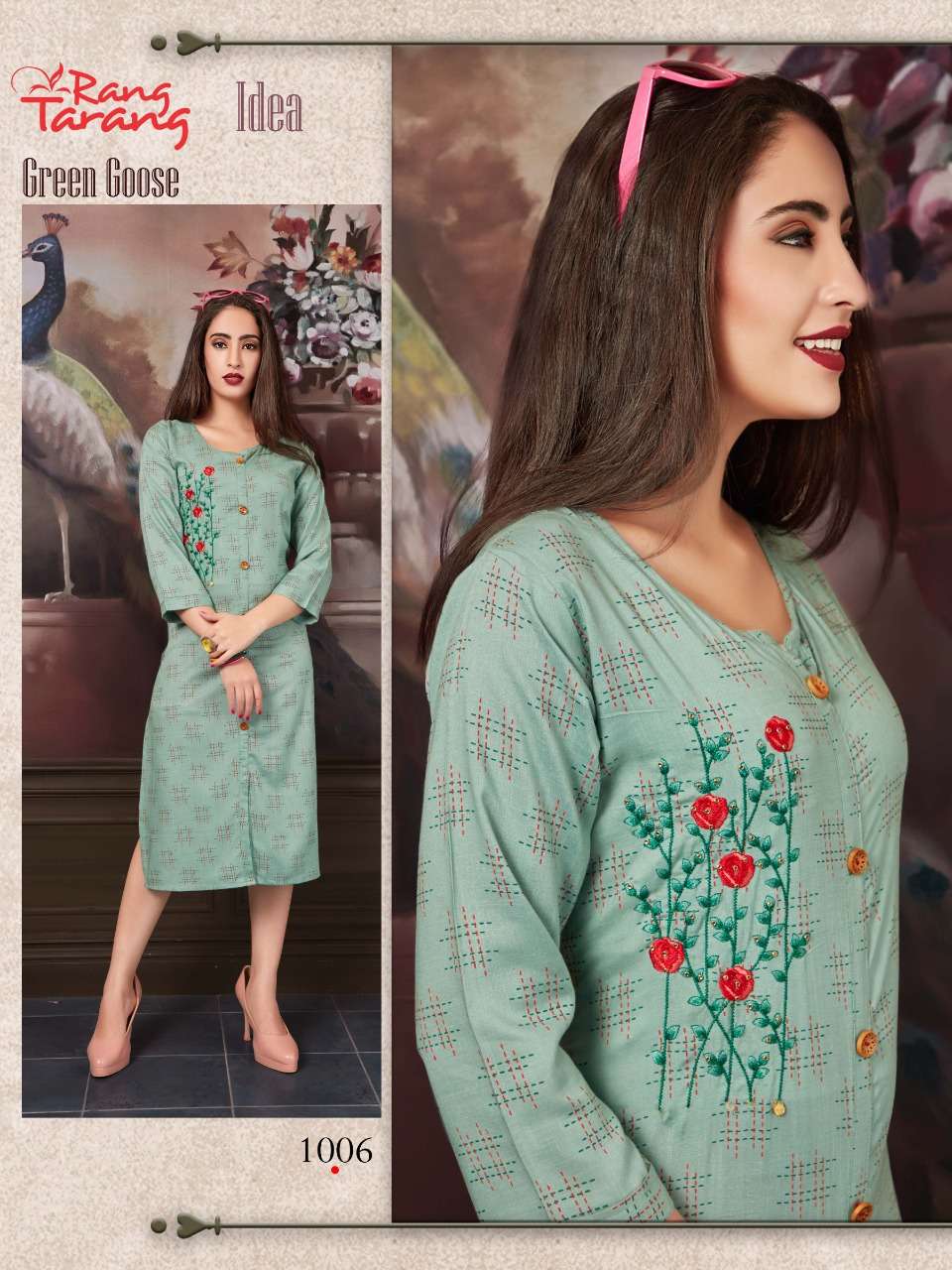 IDEA BY RANG TRANG 1001 TO 1006 SERIES BEAUTIFUL COLORFUL STYLISH FANCY CASUAL WEAR & ETHNIC WEAR & READY TO WEAR RAYON SLUB KURTIS AT WHOLESALE PRICE