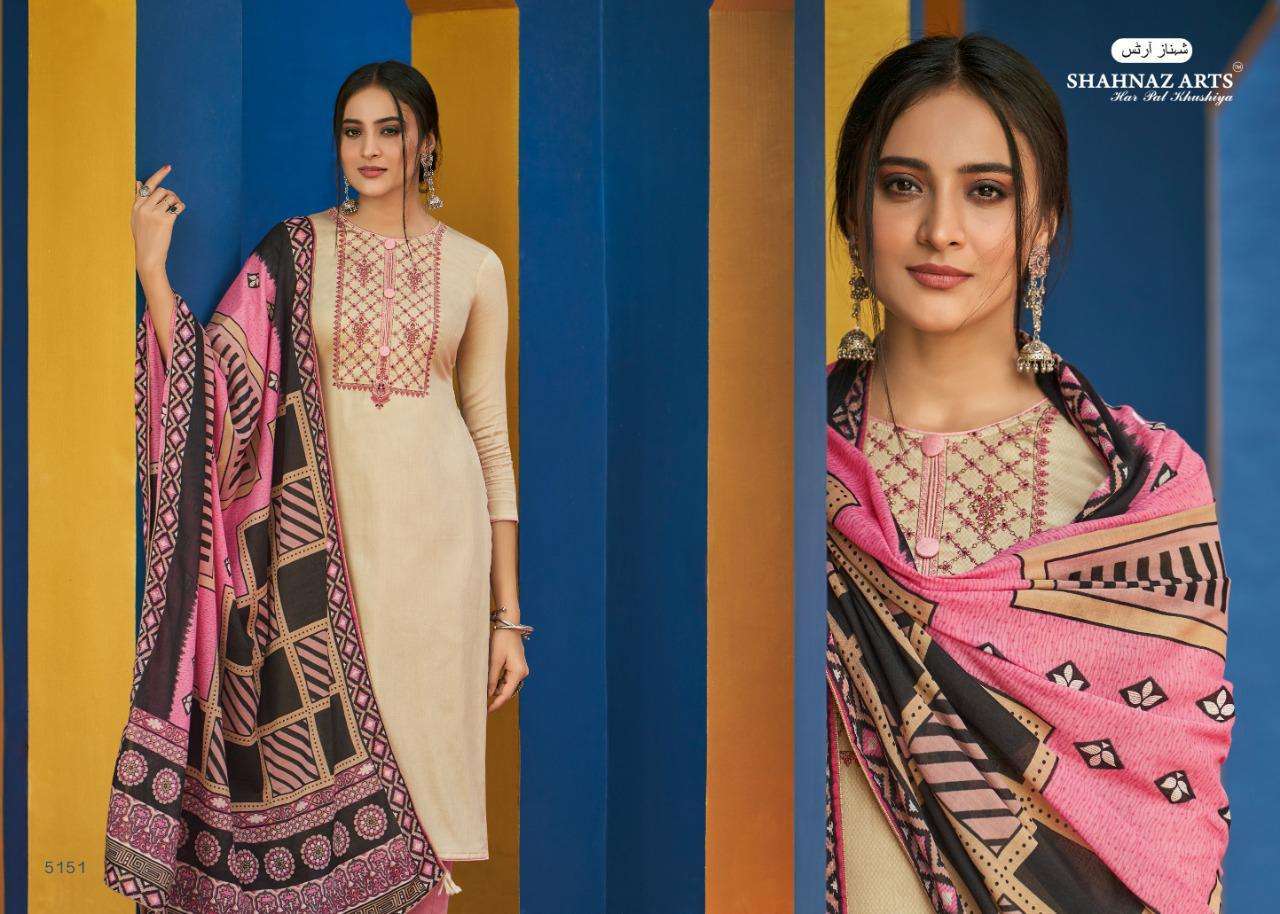 PANIHARI VOL-5 BY SHAHNAZ ARTS 5151 TO 5158 SERIES BEAUTIFUL SUITS STYLISH FANCY COLORFUL PARTY WEAR & OCCASIONAL WEAR JAM COTTON WITH EMBROIDERY DRESSES AT WHOLESALE PRICE