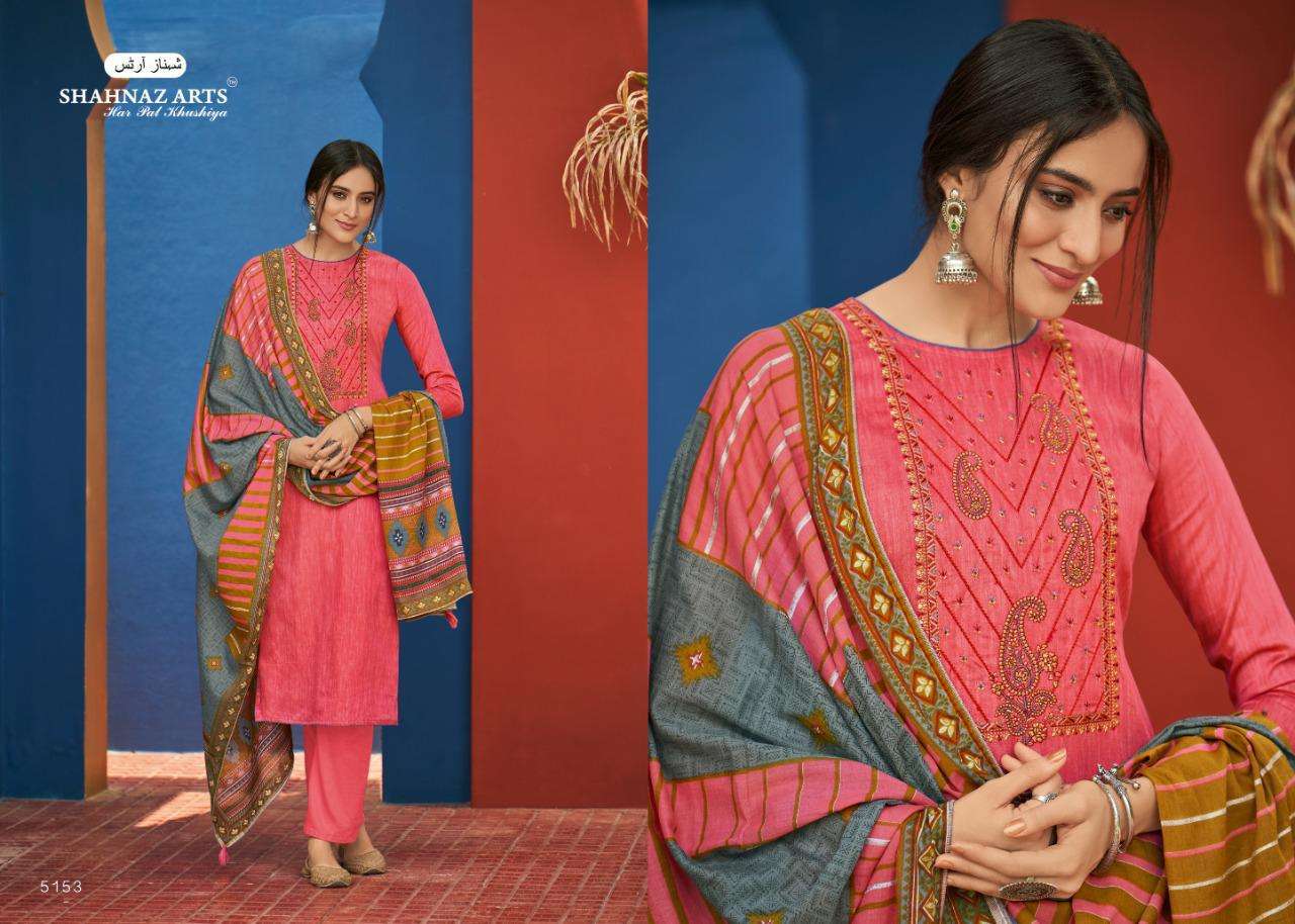 PANIHARI VOL-5 BY SHAHNAZ ARTS 5151 TO 5158 SERIES BEAUTIFUL SUITS STYLISH FANCY COLORFUL PARTY WEAR & OCCASIONAL WEAR JAM COTTON WITH EMBROIDERY DRESSES AT WHOLESALE PRICE