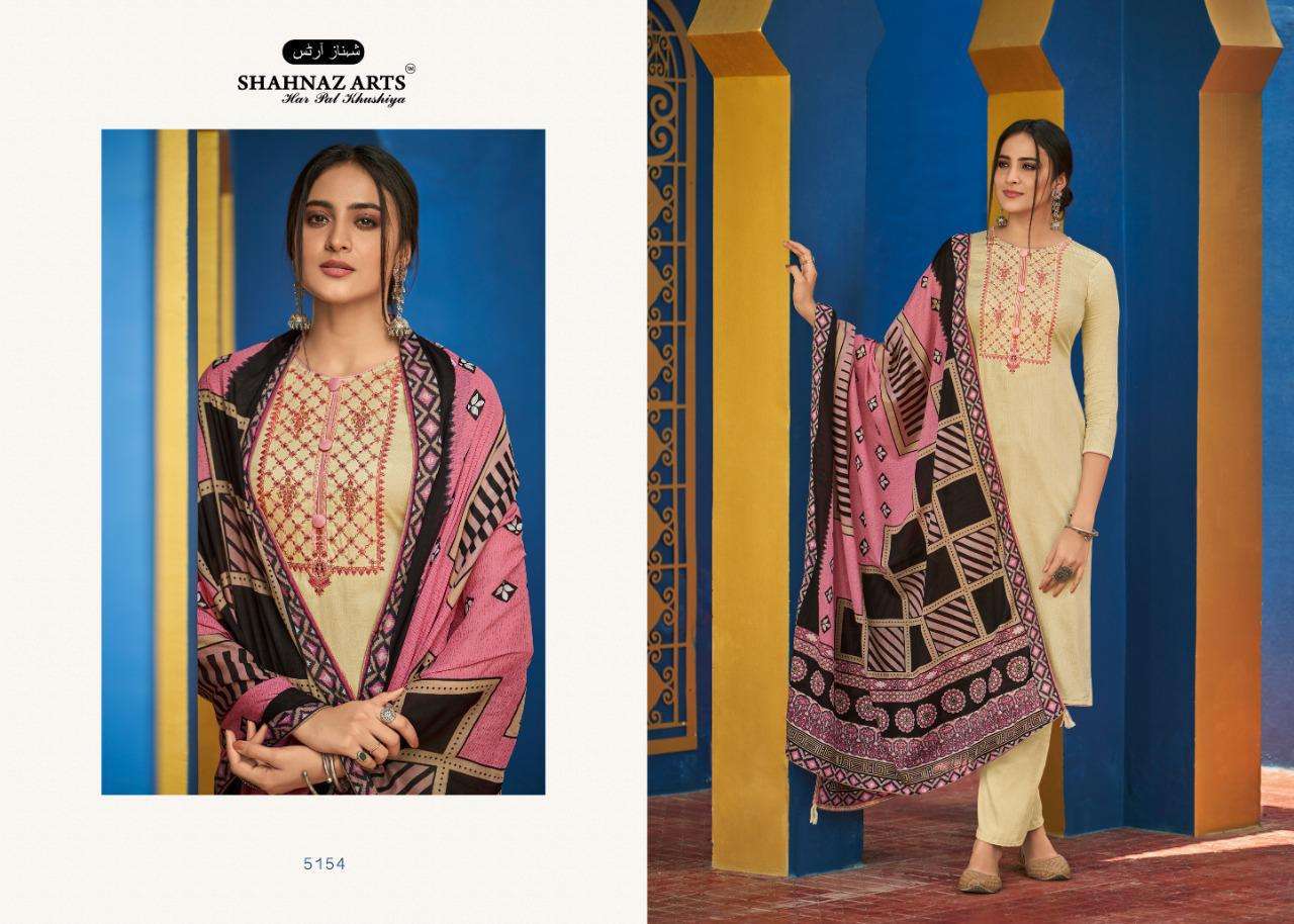 PANIHARI VOL-5 BY SHAHNAZ ARTS 5151 TO 5158 SERIES BEAUTIFUL SUITS STYLISH FANCY COLORFUL PARTY WEAR & OCCASIONAL WEAR JAM COTTON WITH EMBROIDERY DRESSES AT WHOLESALE PRICE