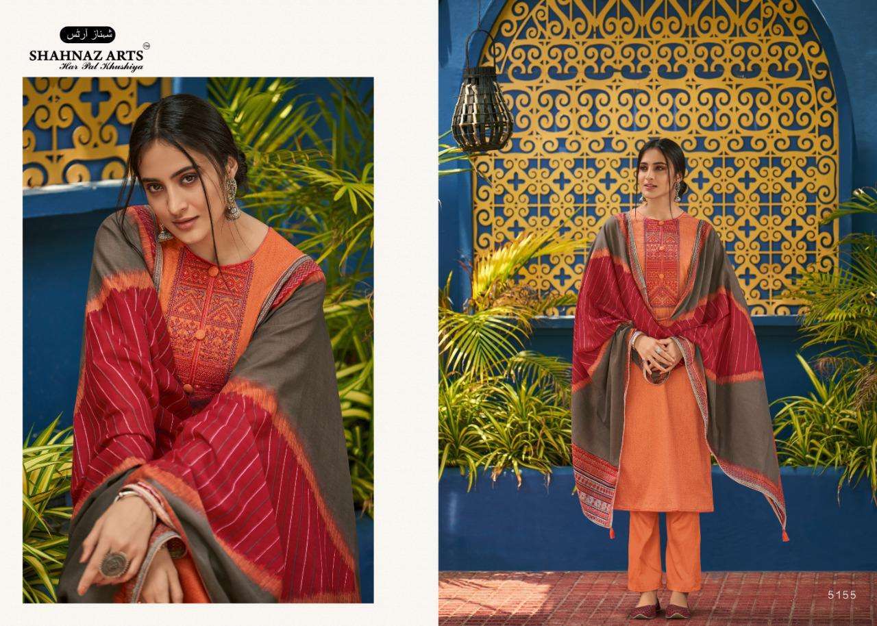 PANIHARI VOL-5 BY SHAHNAZ ARTS 5151 TO 5158 SERIES BEAUTIFUL SUITS STYLISH FANCY COLORFUL PARTY WEAR & OCCASIONAL WEAR JAM COTTON WITH EMBROIDERY DRESSES AT WHOLESALE PRICE