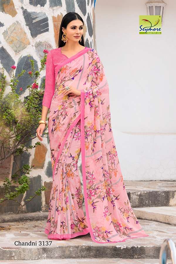 CHANDNI VOL-15A BY SEYMORE PRINTS 3137 TO 3784 SERIES INDIAN TRADITIONAL WEAR COLLECTION BEAUTIFUL STYLISH FANCY COLORFUL PARTY WEAR & OCCASIONAL WEAR GEORGETTE PRINTED SAREES AT WHOLESALE PRICE