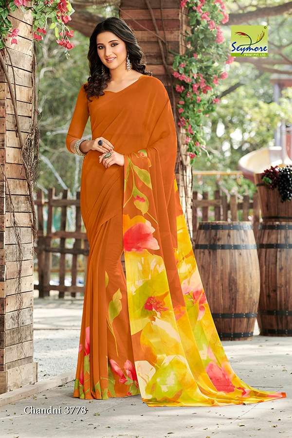 CHANDNI VOL-15A BY SEYMORE PRINTS 3137 TO 3784 SERIES INDIAN TRADITIONAL WEAR COLLECTION BEAUTIFUL STYLISH FANCY COLORFUL PARTY WEAR & OCCASIONAL WEAR GEORGETTE PRINTED SAREES AT WHOLESALE PRICE
