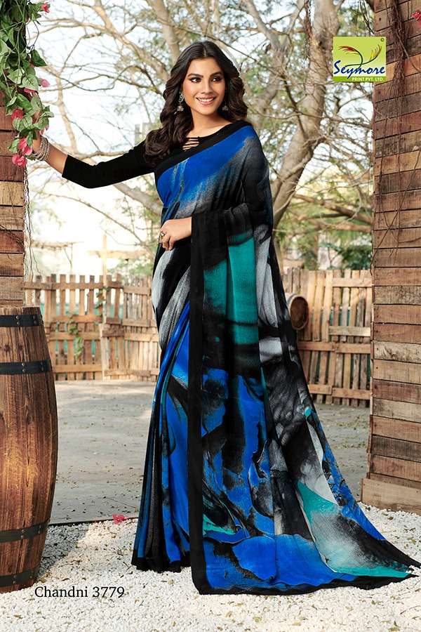 CHANDNI VOL-15A BY SEYMORE PRINTS 3137 TO 3784 SERIES INDIAN TRADITIONAL WEAR COLLECTION BEAUTIFUL STYLISH FANCY COLORFUL PARTY WEAR & OCCASIONAL WEAR GEORGETTE PRINTED SAREES AT WHOLESALE PRICE