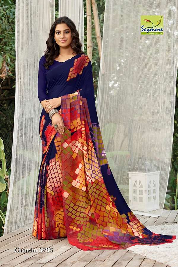 CHANDNI VOL-15B BY SEYMORE PRINTS 3785 TO 3794 SERIES INDIAN TRADITIONAL WEAR COLLECTION BEAUTIFUL STYLISH FANCY COLORFUL PARTY WEAR & OCCASIONAL WEAR GEORGETTE PRINTED SAREES AT WHOLESALE PRICE