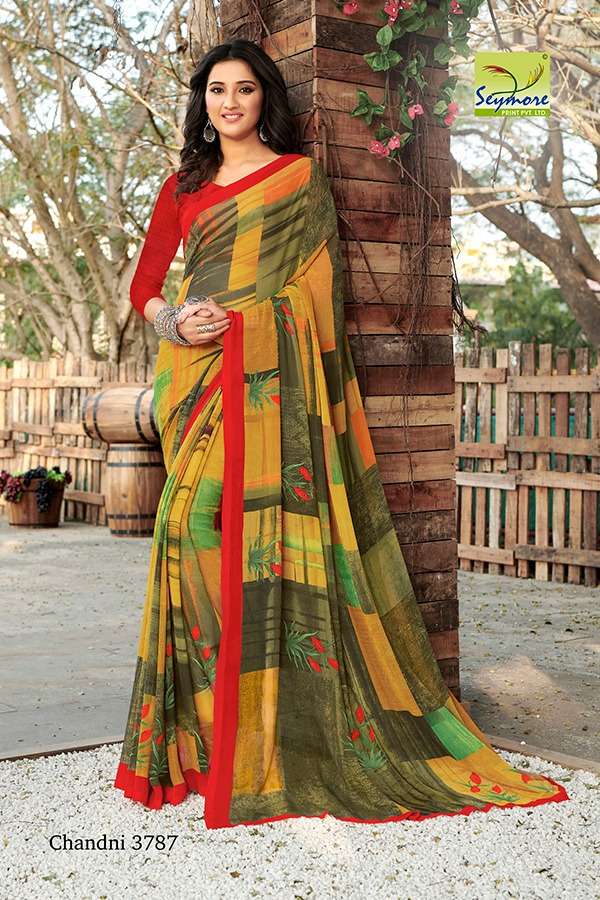 CHANDNI VOL-15B BY SEYMORE PRINTS 3785 TO 3794 SERIES INDIAN TRADITIONAL WEAR COLLECTION BEAUTIFUL STYLISH FANCY COLORFUL PARTY WEAR & OCCASIONAL WEAR GEORGETTE PRINTED SAREES AT WHOLESALE PRICE