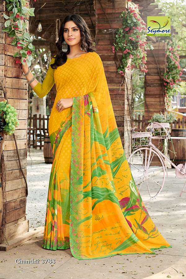 CHANDNI VOL-15B BY SEYMORE PRINTS 3785 TO 3794 SERIES INDIAN TRADITIONAL WEAR COLLECTION BEAUTIFUL STYLISH FANCY COLORFUL PARTY WEAR & OCCASIONAL WEAR GEORGETTE PRINTED SAREES AT WHOLESALE PRICE