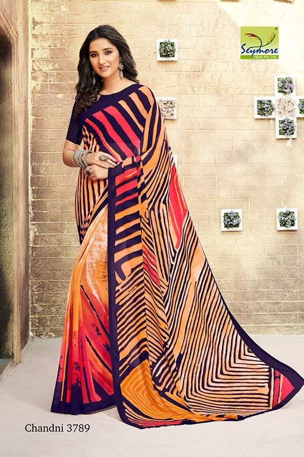 CHANDNI VOL-15B BY SEYMORE PRINTS 3785 TO 3794 SERIES INDIAN TRADITIONAL WEAR COLLECTION BEAUTIFUL STYLISH FANCY COLORFUL PARTY WEAR & OCCASIONAL WEAR GEORGETTE PRINTED SAREES AT WHOLESALE PRICE