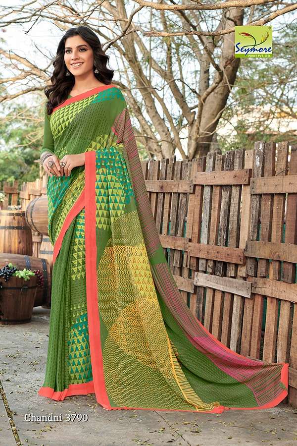 CHANDNI VOL-15B BY SEYMORE PRINTS 3785 TO 3794 SERIES INDIAN TRADITIONAL WEAR COLLECTION BEAUTIFUL STYLISH FANCY COLORFUL PARTY WEAR & OCCASIONAL WEAR GEORGETTE PRINTED SAREES AT WHOLESALE PRICE