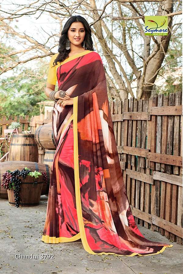 CHANDNI VOL-15B BY SEYMORE PRINTS 3785 TO 3794 SERIES INDIAN TRADITIONAL WEAR COLLECTION BEAUTIFUL STYLISH FANCY COLORFUL PARTY WEAR & OCCASIONAL WEAR GEORGETTE PRINTED SAREES AT WHOLESALE PRICE