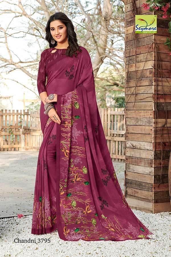 CHANDNI VOL-15C BY SEYMORE PRINTS 3795 TO 3804 SERIES INDIAN TRADITIONAL WEAR COLLECTION BEAUTIFUL STYLISH FANCY COLORFUL PARTY WEAR & OCCASIONAL WEAR GEORGETTE PRINTED SAREES AT WHOLESALE PRICE
