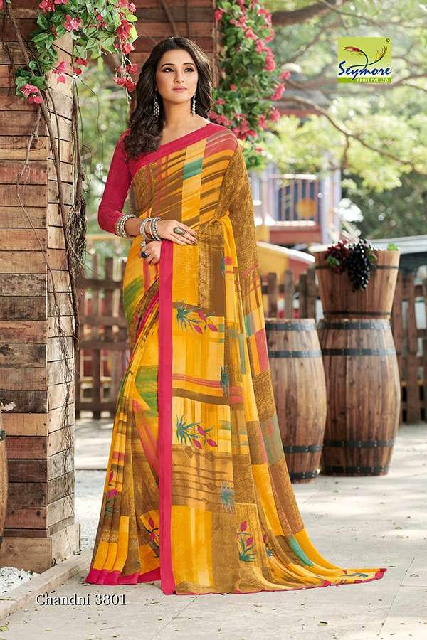 CHANDNI VOL-15C BY SEYMORE PRINTS 3795 TO 3804 SERIES INDIAN TRADITIONAL WEAR COLLECTION BEAUTIFUL STYLISH FANCY COLORFUL PARTY WEAR & OCCASIONAL WEAR GEORGETTE PRINTED SAREES AT WHOLESALE PRICE