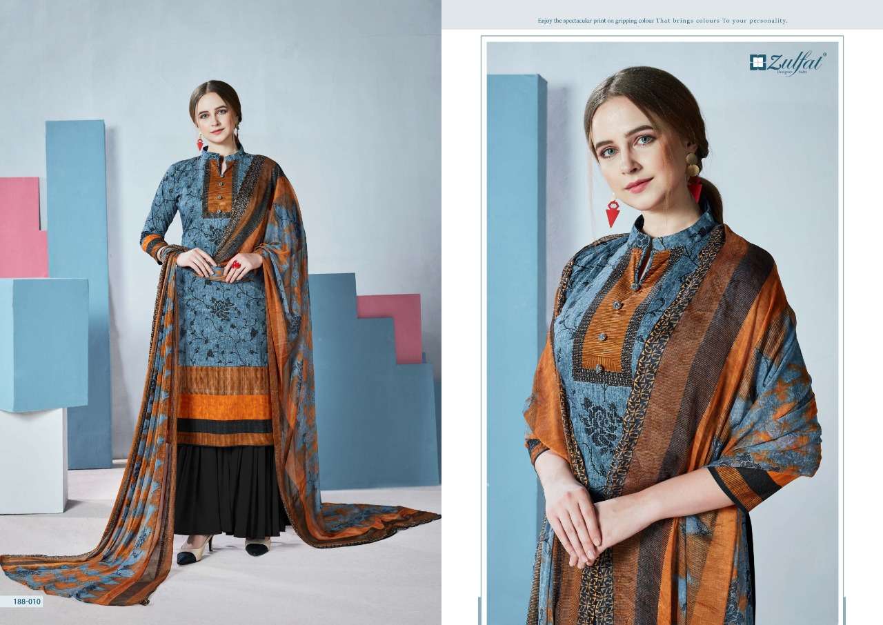 FLORENCE 188 SERIES BY ZULFAT 188-001 TO 188-010 SERIES DESIGNER SHARARA SUITS BEAUTIFUL STYLISH FANCY COLORFUL PARTY WEAR & OCCASIONAL WEAR FPURE COTTON DIGITAL PRINTED DRESSES AT WHOLESALE PRICE