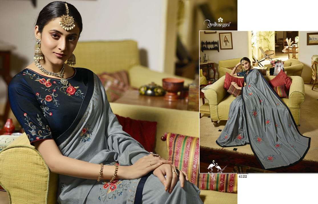 Srushti Vol-2 By Ardhangini 4121 To 4128 Series Indian Traditional Wear Collection Beautiful Stylish Fancy Colorful Party Wear & Occasional Wear Crepe/ Silk/ Stin/banarasi Sarees At Wholesale Price