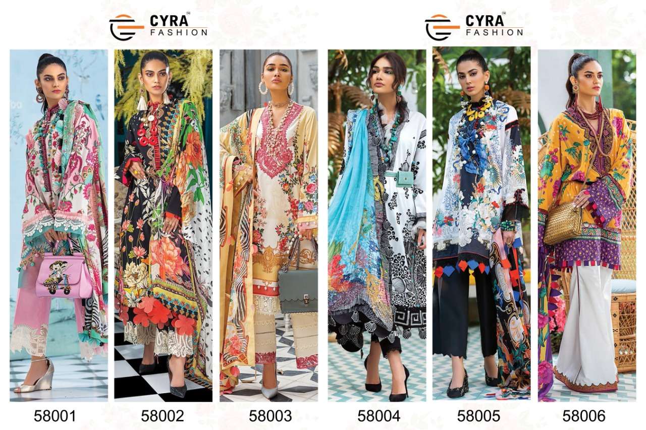 ALIZAH VOL-4 BY CYRA FASHION 58001 TO 58006 SERIES DESIGNER PAKISTANI SUITS BEAUTIFUL STYLISH FANCY COLORFUL PARTY WEAR & OCCASIONAL WEAR JAM COTTON WITH PATCH WORK DRESSES AT WHOLESALE PRICE