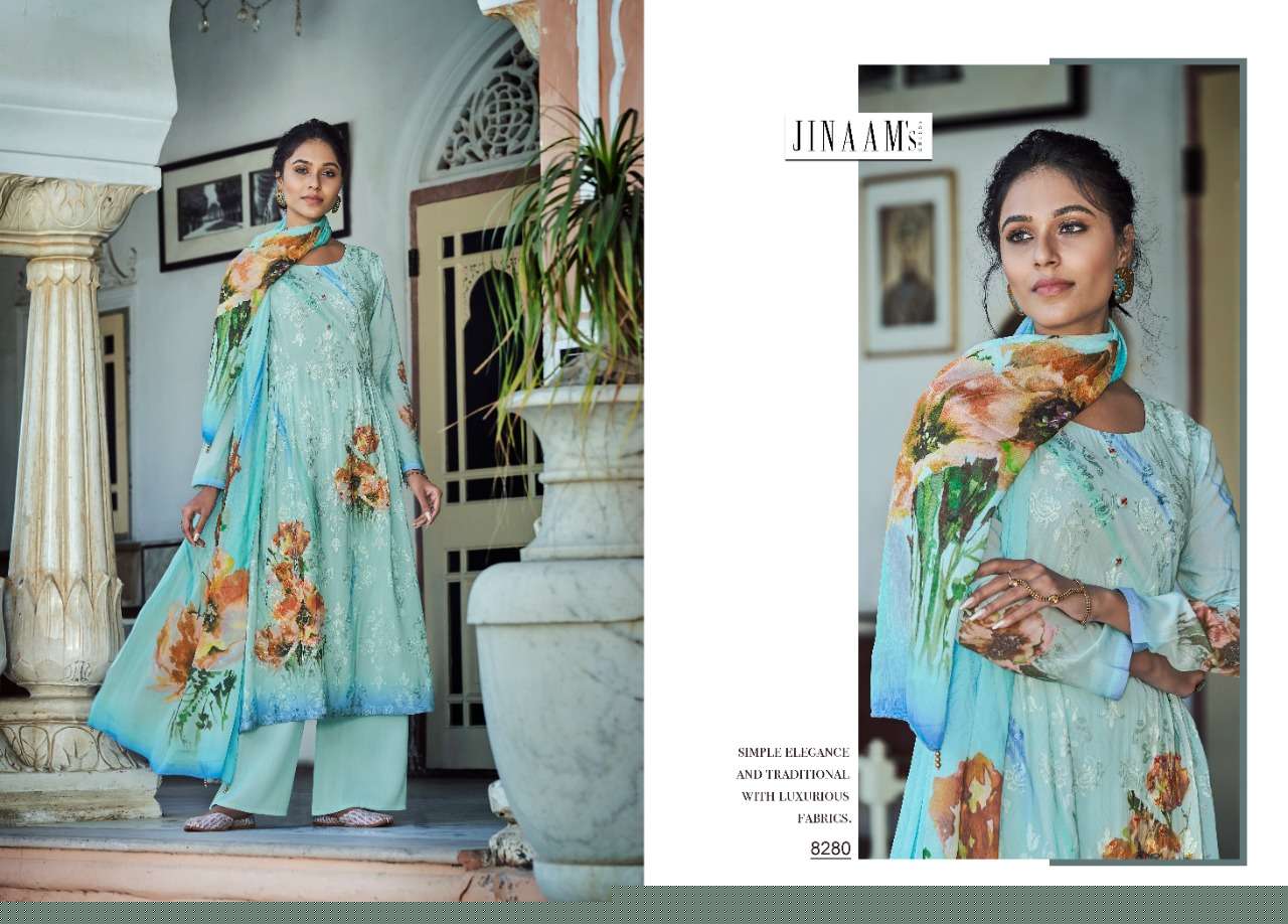 RYTHM BY JINAAMS DRESSES 8279 TO 8284 SERIES BEAUTIFUL SUITS STYLISH FANCY COLORFUL PARTY WEAR & ETHNIC WEAR DIGITAL PRINTED MODEL EMBROIDERY DRESSES AT WHOLESALE PRICE