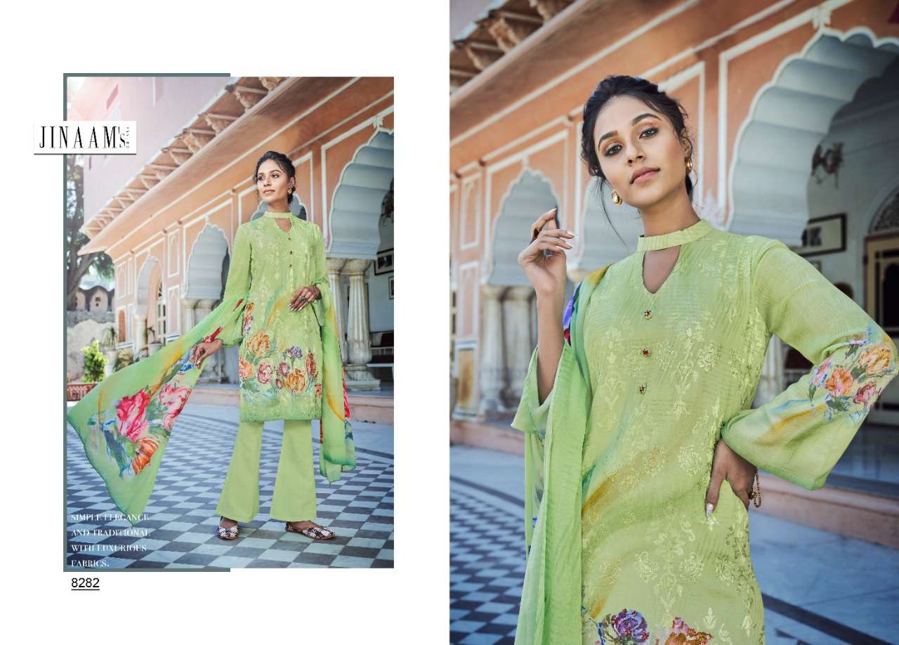 RYTHM BY JINAAMS DRESSES 8279 TO 8284 SERIES BEAUTIFUL SUITS STYLISH FANCY COLORFUL PARTY WEAR & ETHNIC WEAR DIGITAL PRINTED MODEL EMBROIDERY DRESSES AT WHOLESALE PRICE