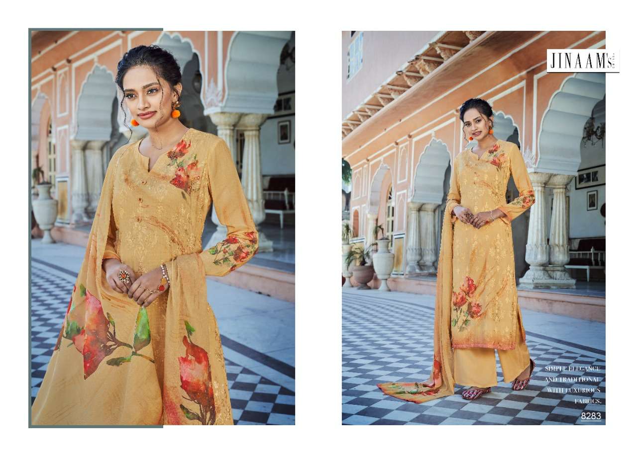 RYTHM BY JINAAMS DRESSES 8279 TO 8284 SERIES BEAUTIFUL SUITS STYLISH FANCY COLORFUL PARTY WEAR & ETHNIC WEAR DIGITAL PRINTED MODEL EMBROIDERY DRESSES AT WHOLESALE PRICE