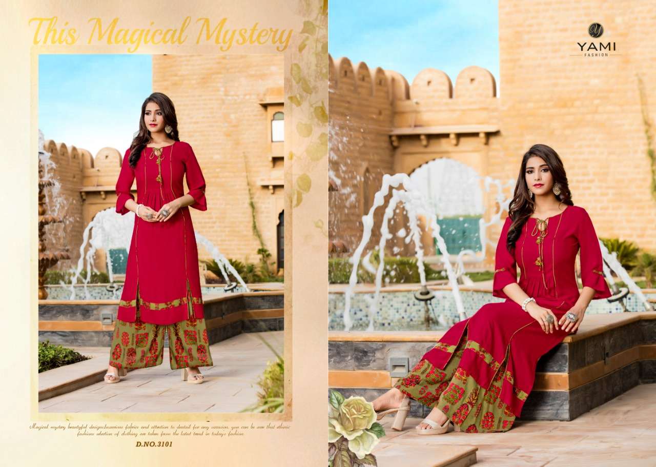 Gerua Vol-4 By Yami Fashion 3101 To 3108 Series Beautiful Stylish Fancy Colorful Casual Wear & Ethnic Wear & Ready To Wear Rayon Printed Kurtis At Wholesale Price