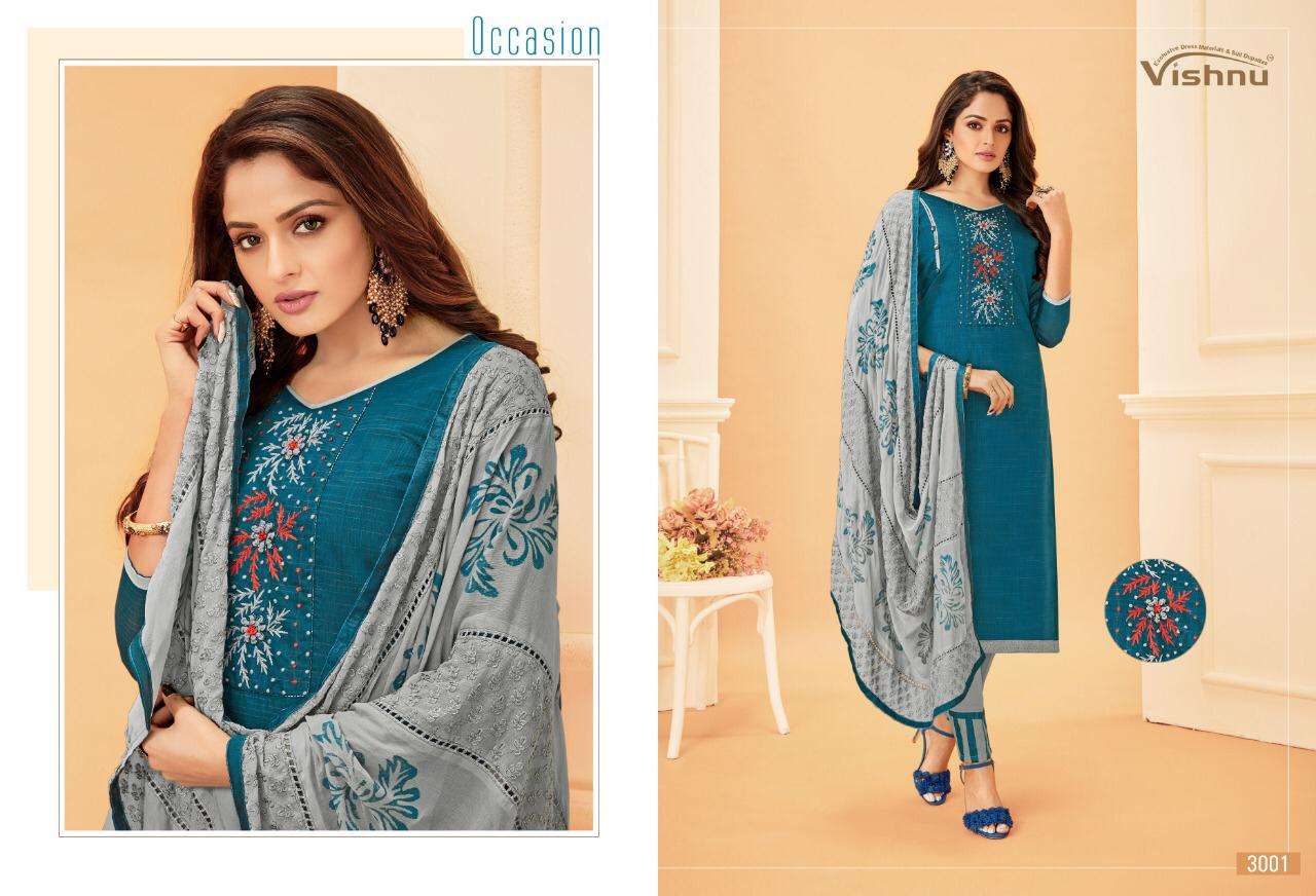 NOUREEN VOL-8 BY VISHNU PRINTS 3001 TO 3012 SERIES BEAUTIFUL SUITS STYLISH FANCY COLORFUL PARTY WEAR & ETHNIC WEAR POLY COTTON PRINTED DRESSES AT WHOLESALE PRICE