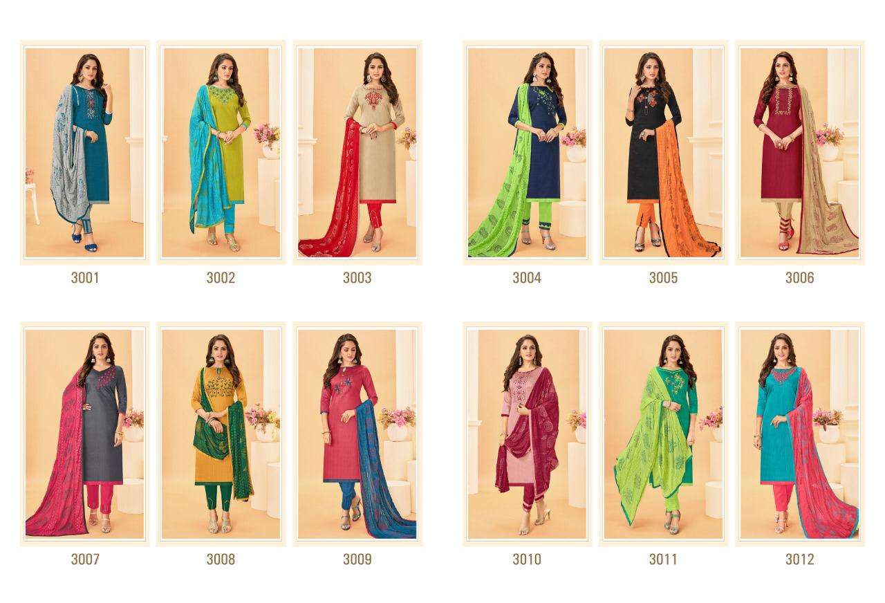 NOUREEN VOL-8 BY VISHNU PRINTS 3001 TO 3012 SERIES BEAUTIFUL SUITS STYLISH FANCY COLORFUL PARTY WEAR & ETHNIC WEAR POLY COTTON PRINTED DRESSES AT WHOLESALE PRICE