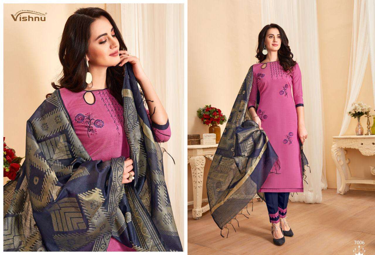 TREESHA VOL-7 BY VISHNU PRINTS 7001 TO 7012 SERIES BEAUTIFUL SUITS STYLISH FANCY COLORFUL PARTY WEAR & ETHNIC WEAR POLY COTTON PRINTED DRESSES AT WHOLESALE PRICE
